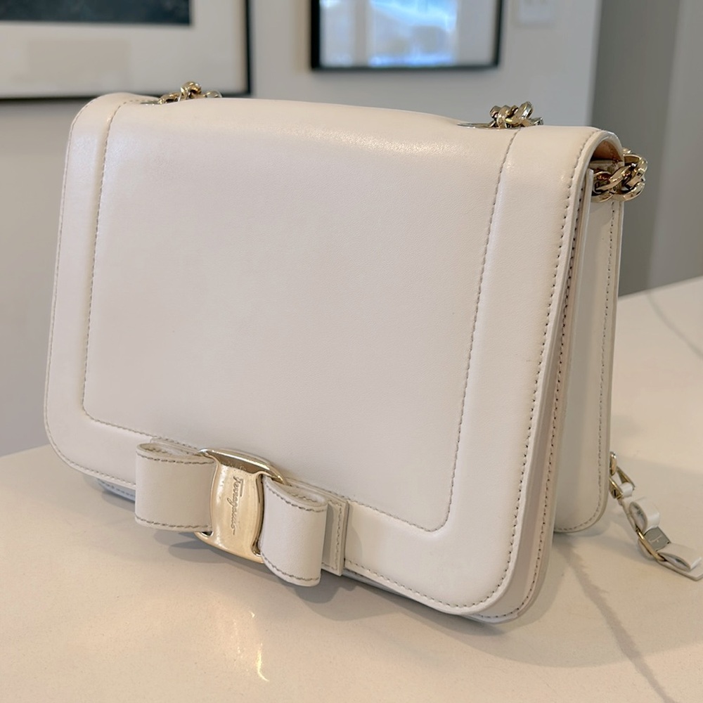 White Salvatore Ferragamo Convertible Strap Purse